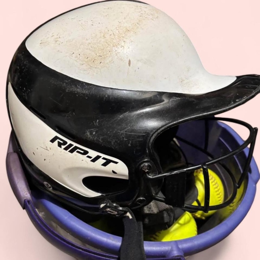 Black and White Softball Helmet